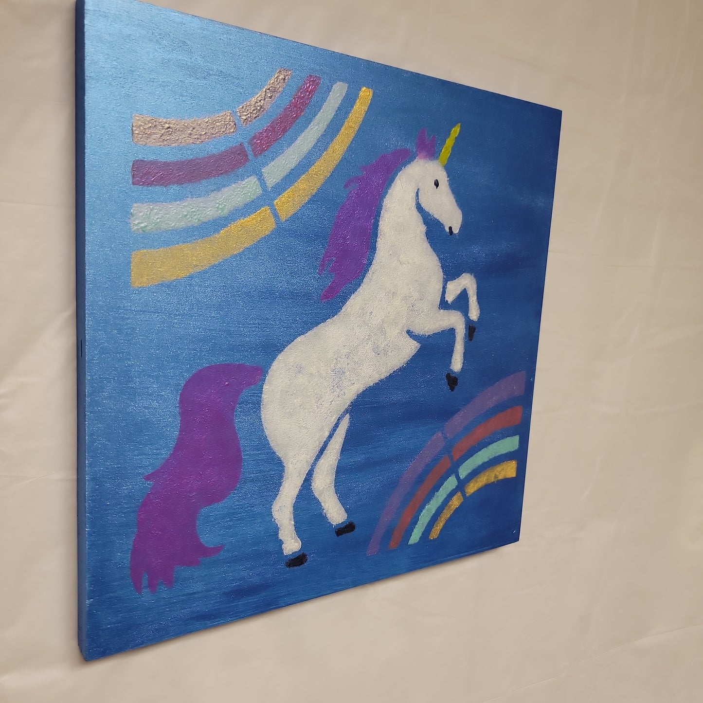 Square wood Unicorn Sign