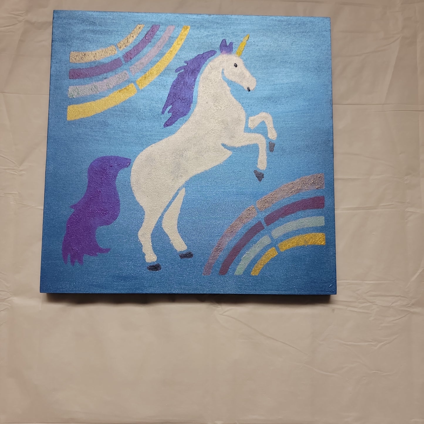 Square wood Unicorn Sign