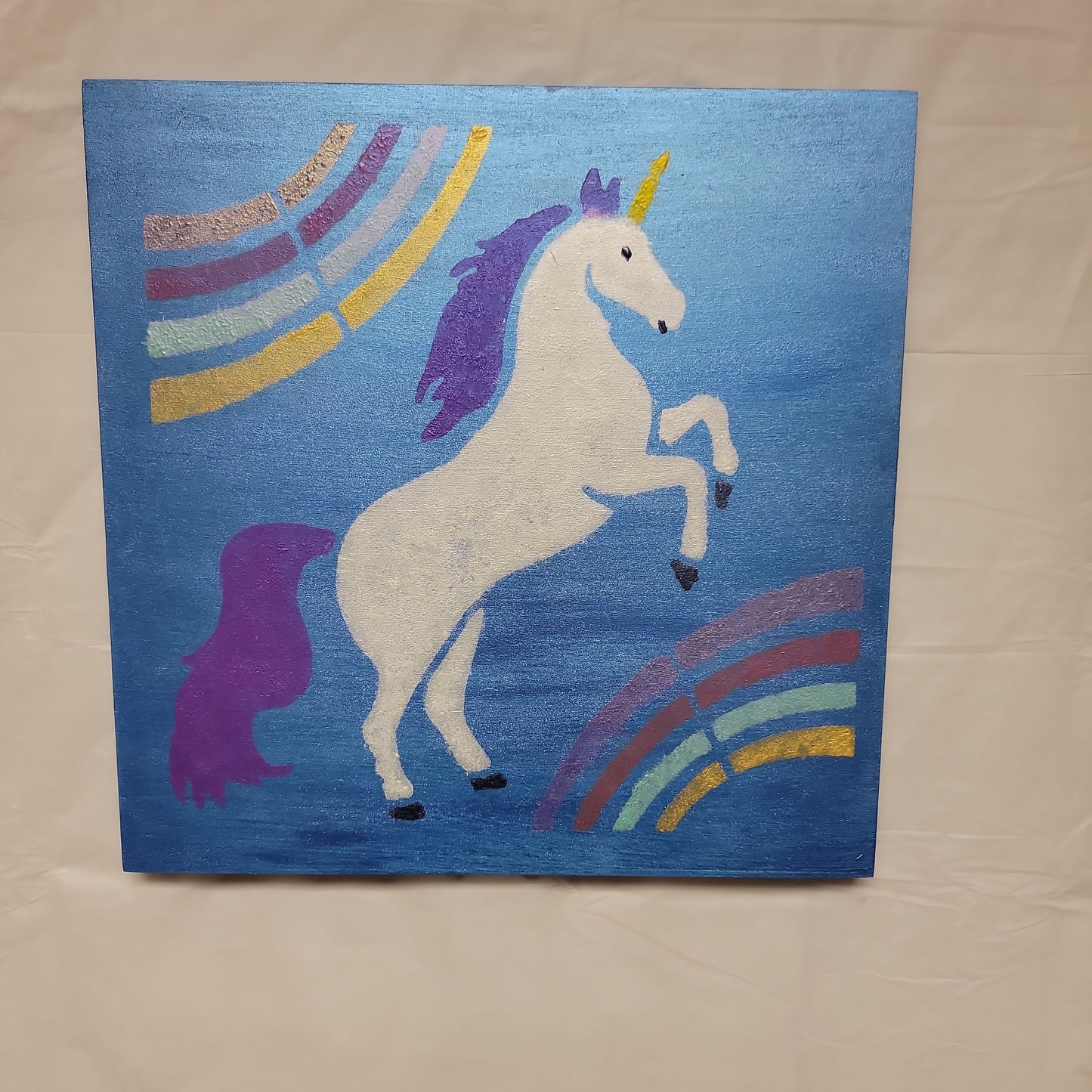 Square wood Unicorn Sign