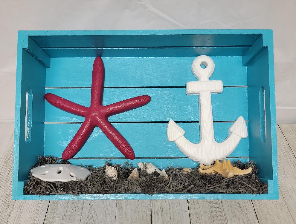 A beach themed shadowbox