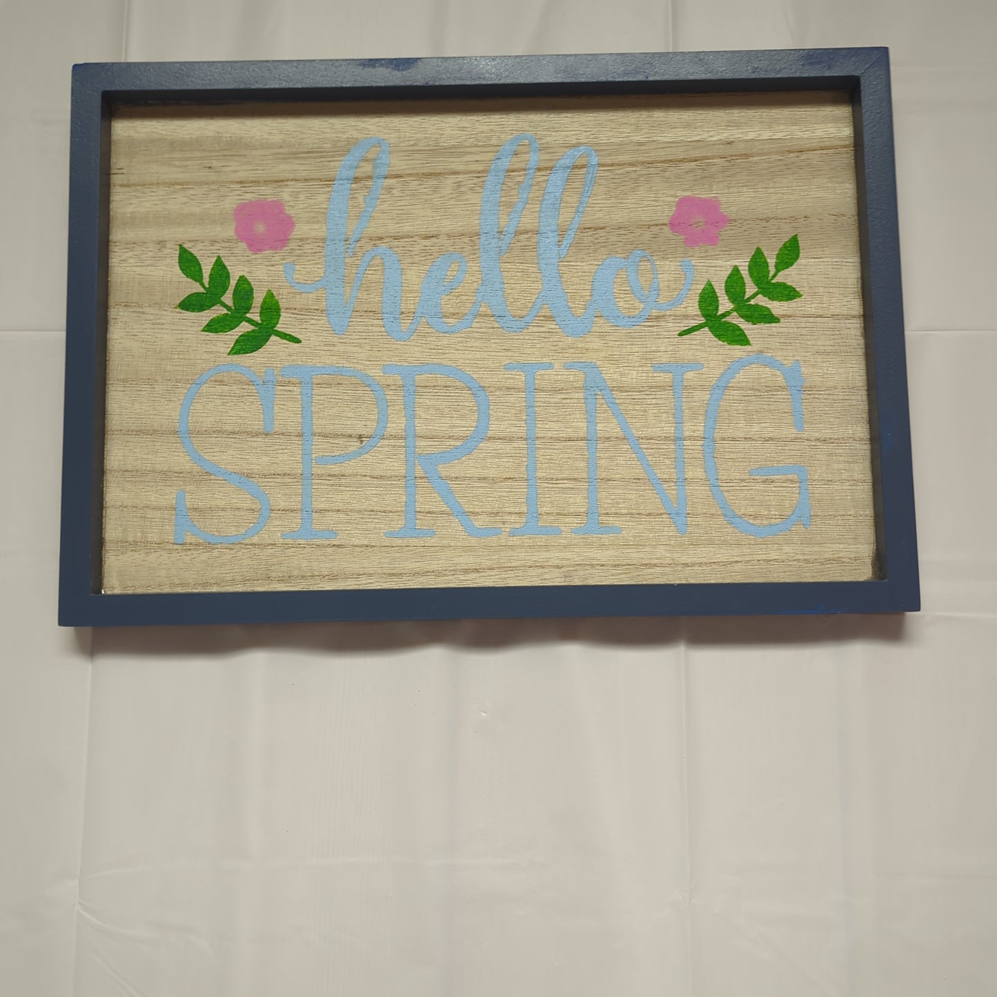 Wood sign Hello Spring