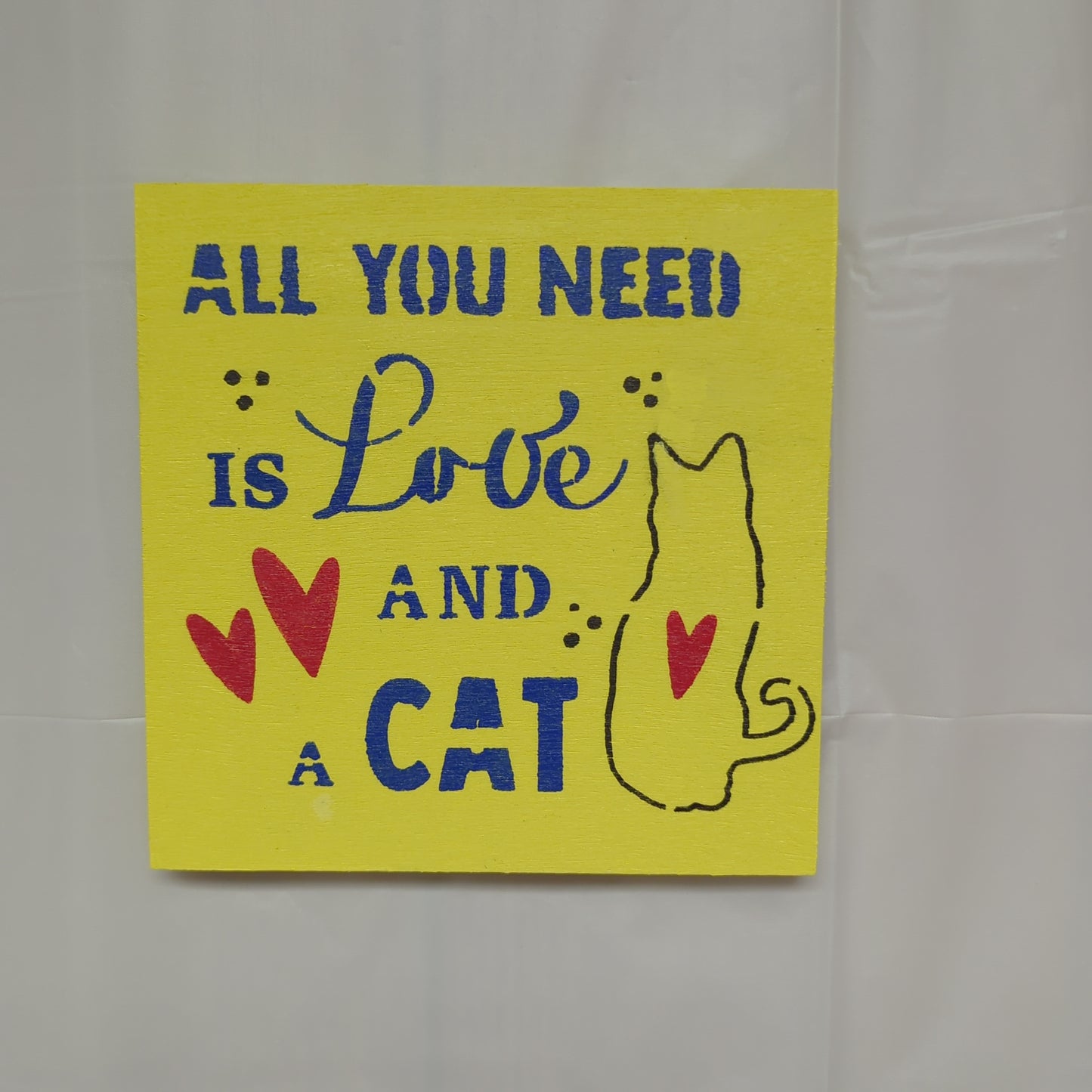 Love and a cat wood sign