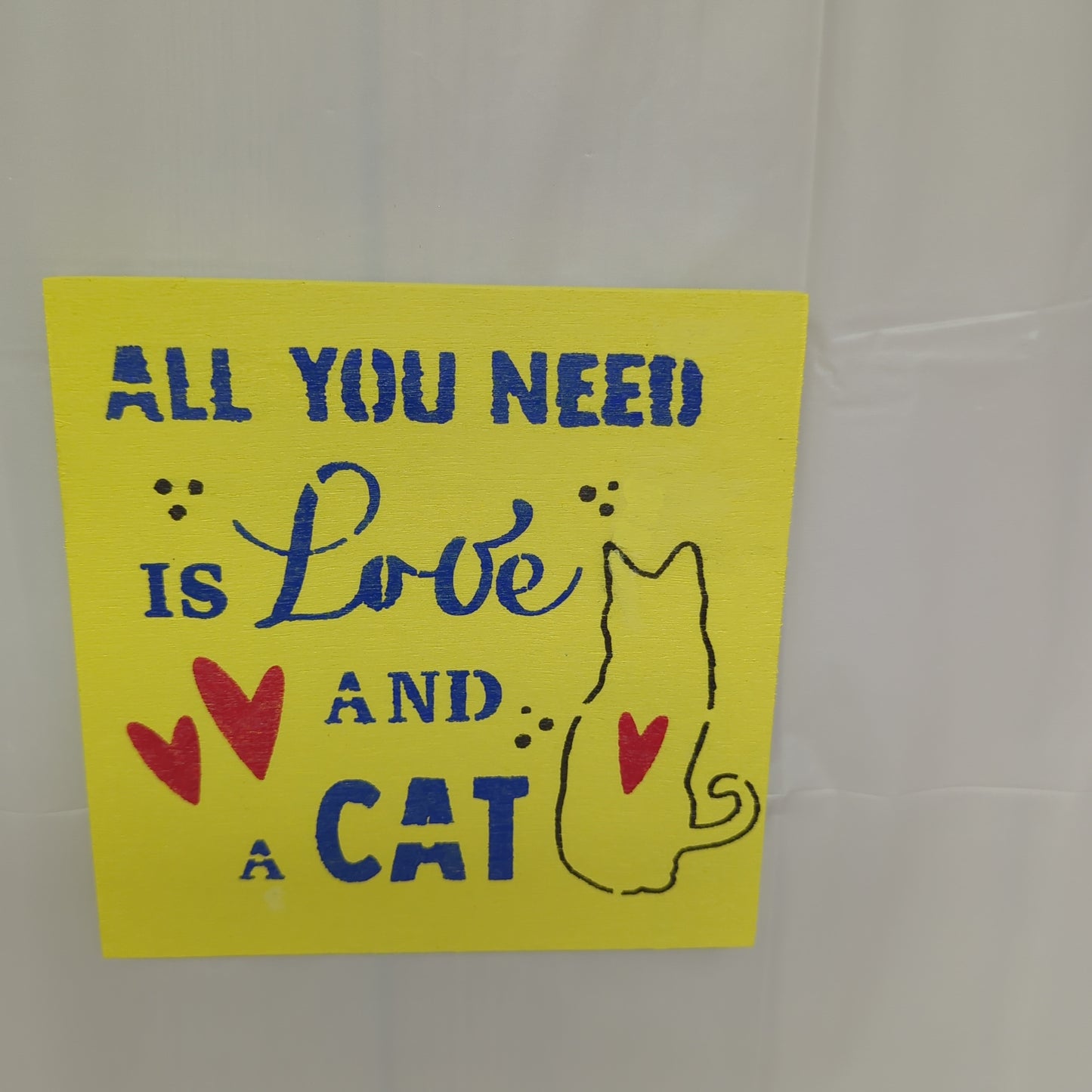 Love and a cat wood sign