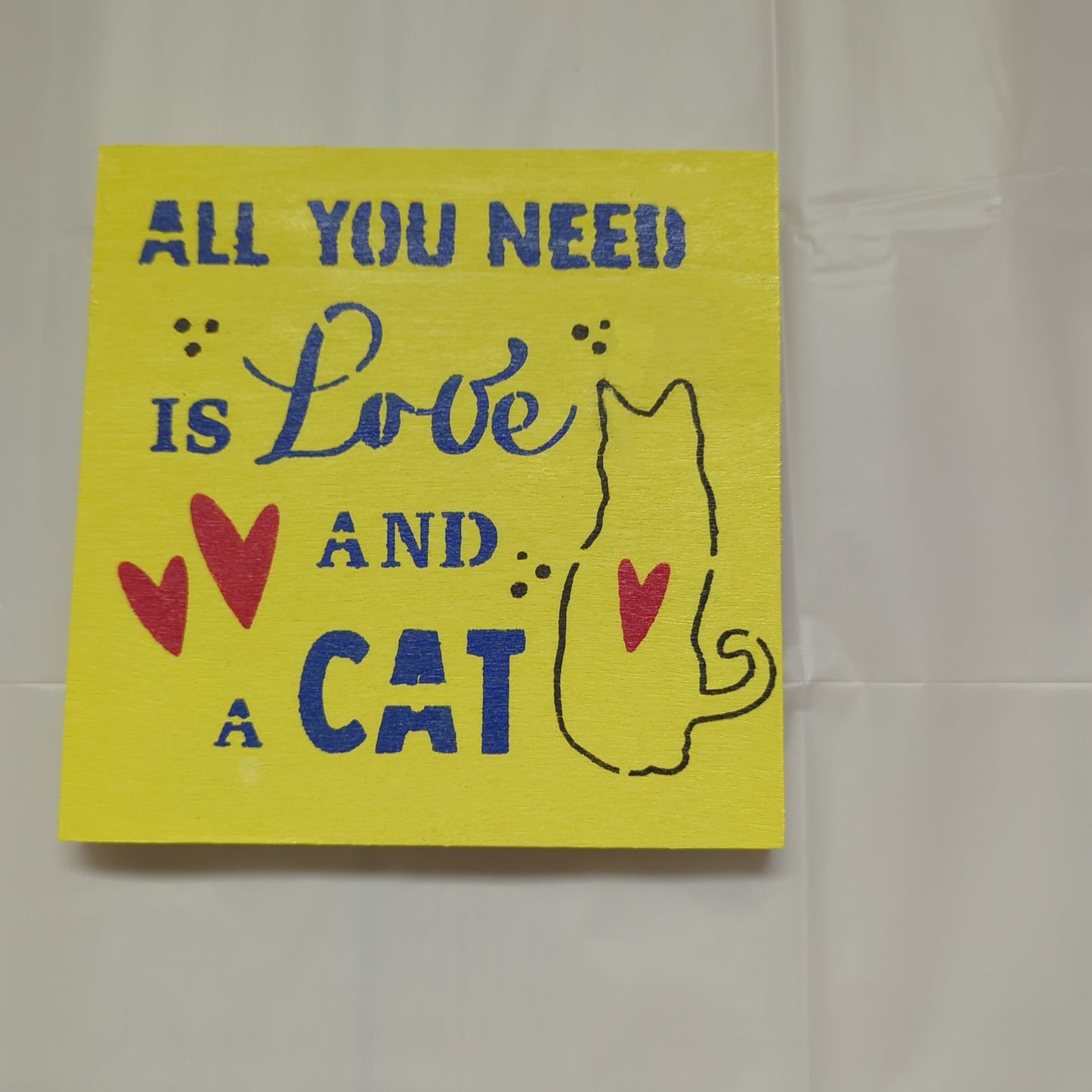 Love and a cat wood sign