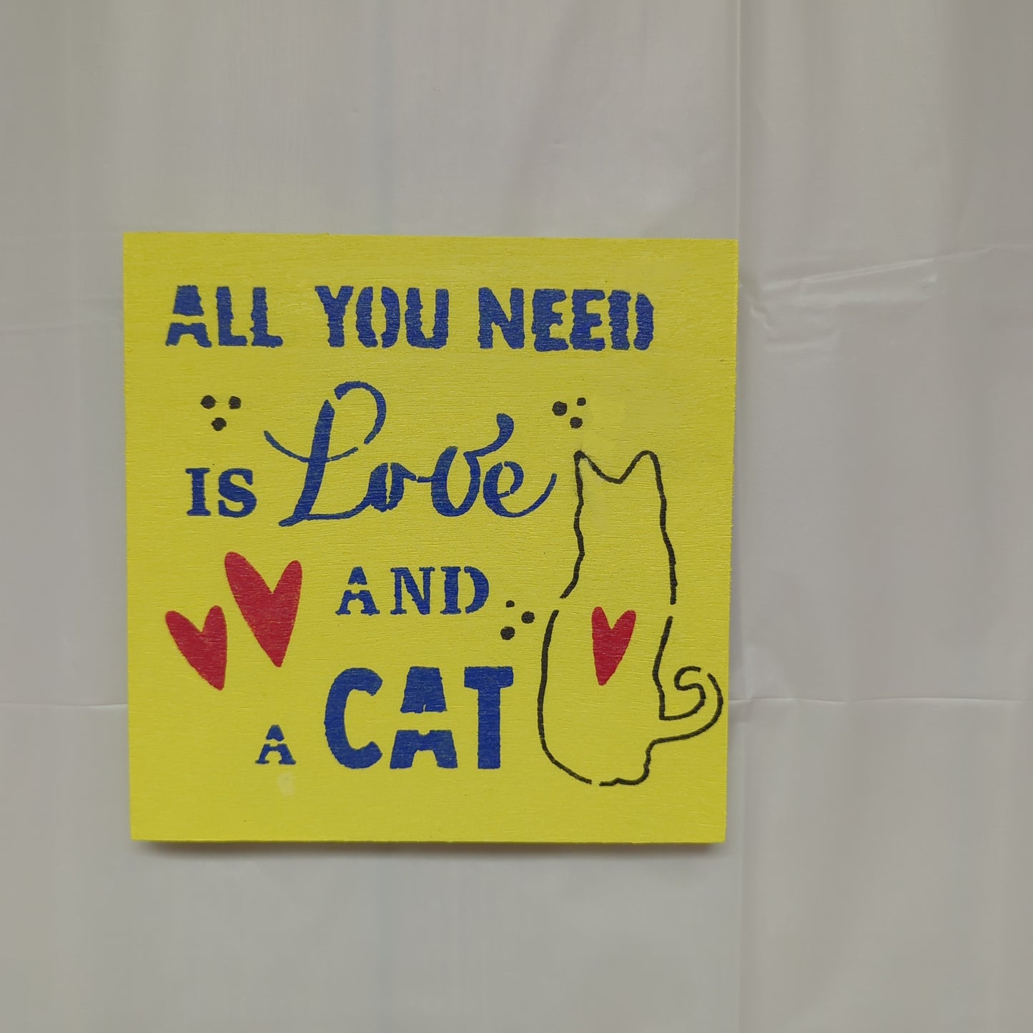 Love and a cat wood sign