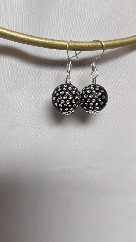 Black speckled earrings