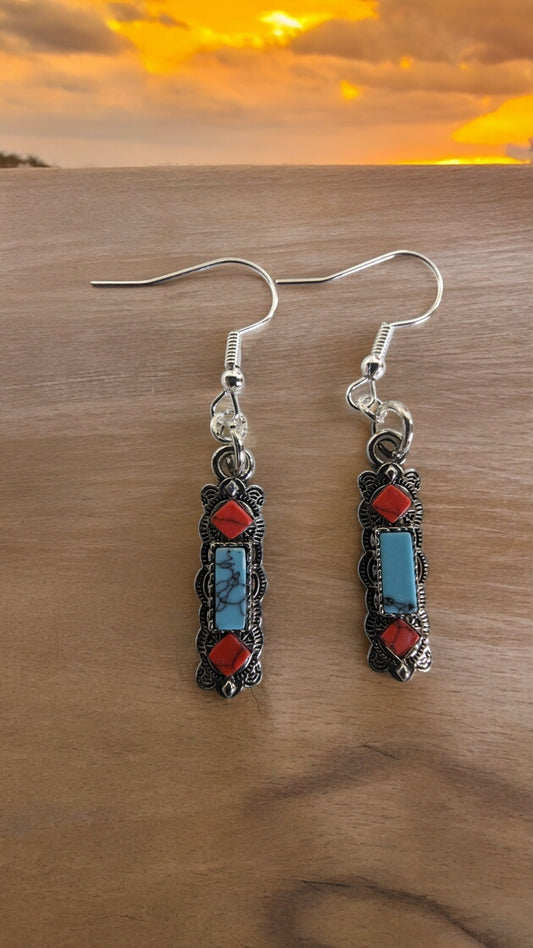 Red and Turquoise Earrings